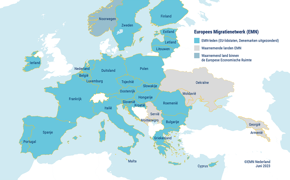 Kaart Europa EMN-leden