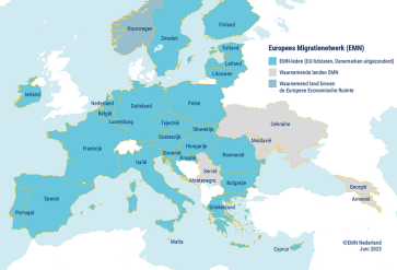 Kaart Europa met EMN-leden